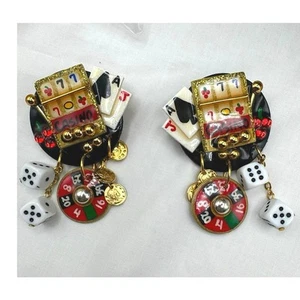 Signierte Casino Glücksspiel Würfel Poker Spielautomaten Glück Ohrringe handgemacht Ace - Bild 1 von 8