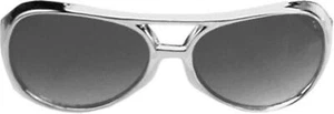 ELVIS ROCK N ROLL SILVER & SMOKE SUN GLASSES COSTUME ACCESSORY DRESS ELS54403 - Picture 1 of 1