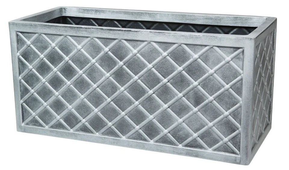 Strata Lazio Planter Indoor Outdoor Garden Plastic Plant Pot Trough 70cm - Grey - Image 1 of 1