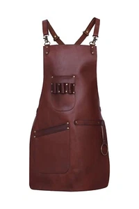 Butcher Chef Cooking BBQ Apron 100% Leather - Welding Woodworking Apron Gift - Picture 1 of 6