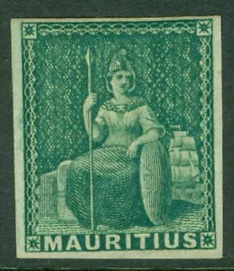 SG 27 Mauritius 1858-62 (4d) verde. Un bell'esempio appena montato come nuovo. 4 margini... - Foto 1 di 1