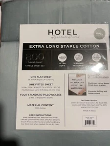 Hotel Signature Antimicrobial Full 800 Thread Count XL Cotton 6pc Sheet Set Blue - Picture 1 of 1