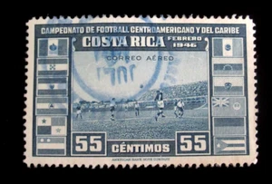 Costa Rica Airmail Stamps Scott #C123 Soccer Used OG Lightly Hinged - Picture 1 of 3