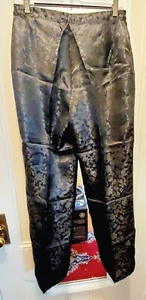 Lady Jacquard SILK Straight Leg Pants Chinese Style Elastic Waist Trouser Dragon - Picture 1 of 12