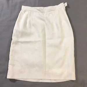 Miss O by Oscar de la Renta Skirt Womens 6 White Linen A Line - Picture 1 of 12