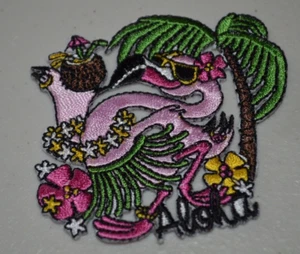 Pink Flamingo Aloha Hawaii Funny Arts Crafts Iron On 2.5" Patch FREE SHIPPING - Picture 1 of 1