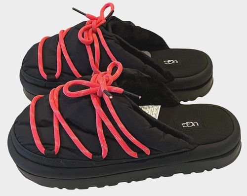 NUOVI sandali ciabatte UGG Spaceslider Tech Slide platform suola a strappo neri taglia 7