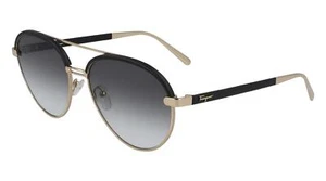 NEW SALVATORE FERRAGAMO SF 229SL 786 Rose Gold & Black Leather Sunglasses - Picture 1 of 3
