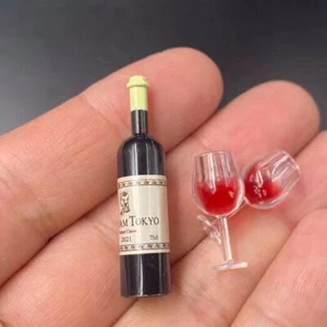 Dollhouse Living Room Furniture 1:12 Miniture Red Wine 2 Glasses Children Gift - Picture 1 of 6