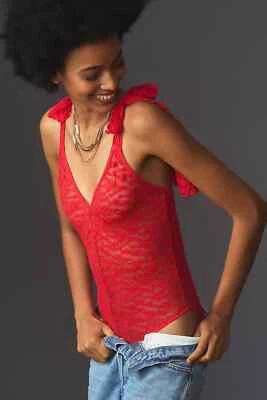 Body By Anthropologie Arco-Hombro Flocado Corazón M Rojo NUEVO NUEVO CON ETIQUETAS Foto 1 de 4