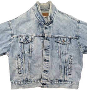 VTG 90's Levi's Stonewash Men's Denim Jacket 75068-0219 XL Back Patch Garret Sty - Picture 1 of 19