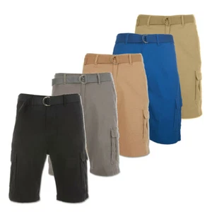 Men's Cargo Shorts Casual Utility Cargo Pocket Lightweight Belted Stretch Shorts - Picture 1 of 30