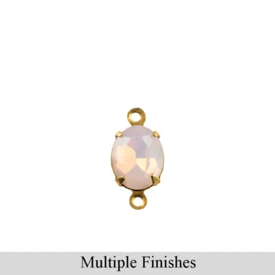 10x8mm Pink Opal Faceted Glass Oval Stone in 2 Loop Setting — 第 1/4 张图片