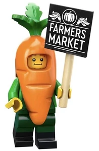LEGO Minifigure Serie 24 Mascotte carota con Insegna Mercato Agricoltori #71037 - Foto 1 di 7