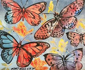 DAVID BROMLEY "Butterflies" Signed Limited Edition Print 50cm x 60cm - Picture 1 of 2