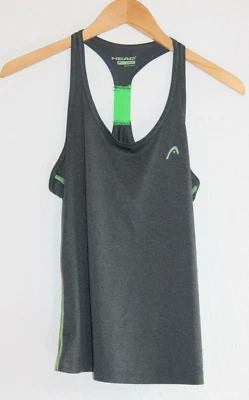 Head Racerback 背心上衣女式灰色/绿色网球运动服 M 码运动装 — 第 1/4 张图片