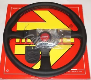 MOMO Monte Carlo Racing 350mm Leather Steering Wheel Black / Red - Foto 1 di 2