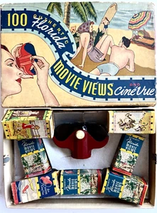 VISOR CINE VUE FLORIDA PATHE AÑOS 30 VINTAGE CON 7 TIRAS DE PELÍCULA EN CAJA ORIGINAL - Imagen 1 de 10