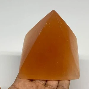 548g, 3.5"x3.2" Orange Selenite/Satin Spar Pyramid Crystal @Morocco, B24193 - Picture 1 of 11