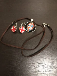 British Flag Themed Necklace With Matching Ear Rings - Picture 1 of 5