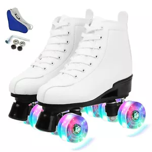 Gets Women's High-Top PU Leather Roller Skates - Four-Wheel Shiny Skates for ... - Picture 1 of 6