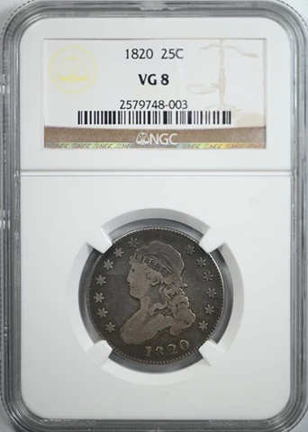 1820 Capped Bust Quarter 25C NGC VG8 Cover