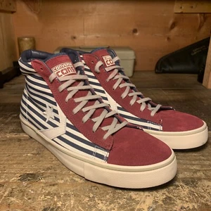 Converse Cons hoher Schuh weinrot blau & weiß gestreift Herren 9 Damen 10,5 148491C - Bild 1 von 12