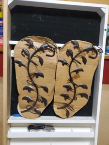 49.00Set Of Two Unique Black Metal Vine And Leaves Candle Holder Wall Hangings - Picture 1 of 1