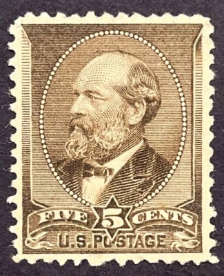 US STAMPS #205 5c GARFIELD MINT MNG  cv $90 (vf/xf ng=120 - Image 1 of 2