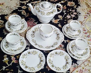 Rare Vintage 17 Piece Gold Gilded Paragon Cadenza English Bone China Tea Servive - Picture 1 of 12