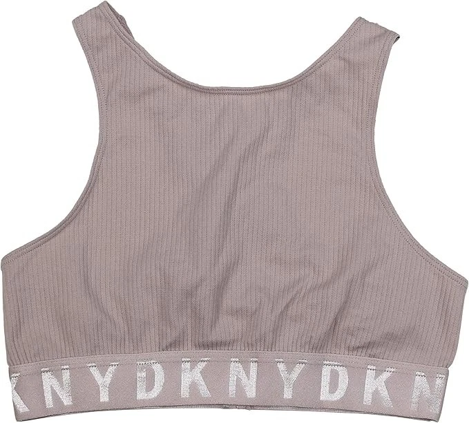 New DKNY Litewear Seamless Ribbed Knit Cropped Bralette (Shell, X-Large) - Image 1 of 1
