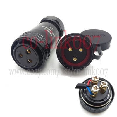 WEIPU SA28 3Pin Panel Mount IP68 Waterproof Plug & Socket Connector 500V/30A  - Image 1 of 4