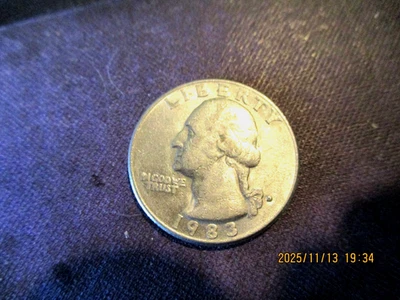 1983DQUARTER ERRORS(D) IS TINY & FILLED IN. I &N ARE TOGEATHER INGOD WE TRUST #1 - Image 1 of 4
