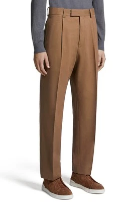 Pantalones delanteros ZEGNA algodón y lana 'doble pliegue' beige oscuro 48 EU / 32 US $1290+ Foto 1 de 4