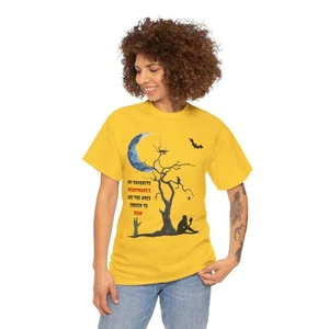 Women Halloween Horror Nightmare Spooky Book Reading Graphic Tee Shirt - Picture 1 of 21