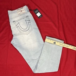 True Religion Geno Big T Relaxed Slim Jeans W33 X L32 Light Blue Wash Denim - Picture 1 of 13