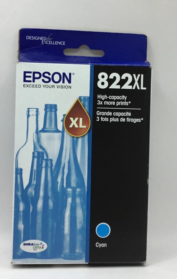 Epson 822XL DURABrite Ultra Ink High Capacity Cyan Cartridge Exp 12/25