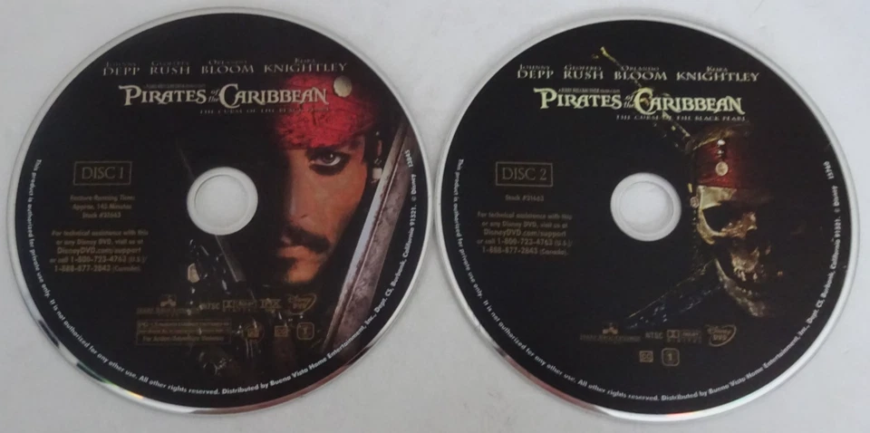 Pirates Of The Caribbean - The Curse Of The Black Pearl (DVD, 2003) REGION.1 - D - Image 1 of 1