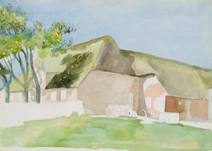 E. FÜRSTENAU (*1862), fattoria della Bassa Germania, 1920 circa, Aq. Romanticismo 1900-1924 - Foto 1 di 4