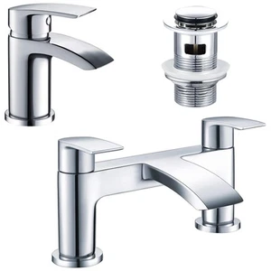 Set Rubinetto Miscelatore Bagno e Lavabo con Fessura Pop Up Cascata Rifiuti - Foto 1 di 5
