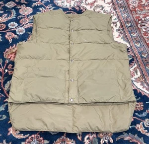 COMFY Olin Goose Down Vest Men’s M/L Mock Neck Snap Tan Beige Vintage - Picture 1 of 10
