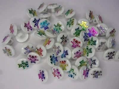 50 x Iridescent Teddy Bear Buttons Rainbow Foil Novelty 13mm White N30 - Image 1 of 2