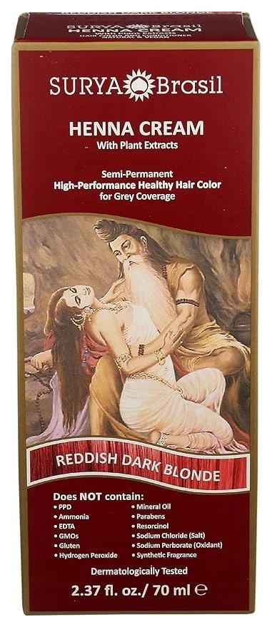 Surya Brasil Products Crema de Henna, Rubio Oscuro Rojizo, 2.37 Onzas Líquidas Foto 1 de 4