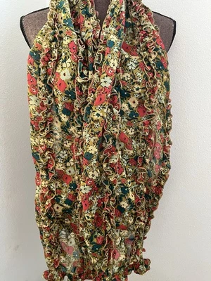 Fossil lightweight Scarf Floral Print Boho Hippie Fairy 66x 11.5 - Image 1 of 4