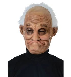Pappy Old Man Grandpa Grandfather Mens Costume 3/4 Latex Mask with Hair - Picture 1 of 1