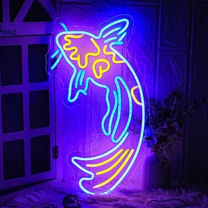 Koi Fish Insegna Neon Pesce Giapponese Led Neon Blu Giallo Pesce Insegne Neon per Wal... - Foto 1 di 7