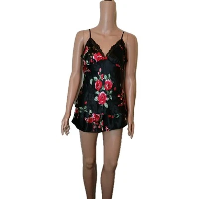 Apt 9 Babydoll Sexy Pijama Talla Camisa S/Corto M Negro Estampado Floral Usado LEER  Foto 1 de 4