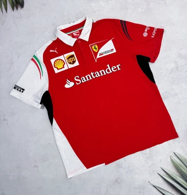 Puma x Ferrari Polo T-Shirt Formula1 Team Santander Pirelli UPS Shell taglia XL - Immagine 1 di 4