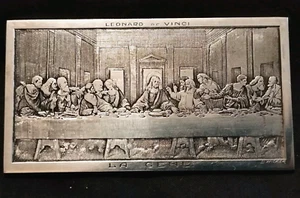 La Cène Léonard de Vinci Plaque en métal argenté signée par B. Wicker XIXe S. - Picture 1 of 13