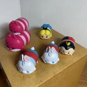 Disney Tsum Tsum Alice In Wonderland Chesire Queen Rabbit Vinyl Figures Lot Of 6 - Picture 1 of 6